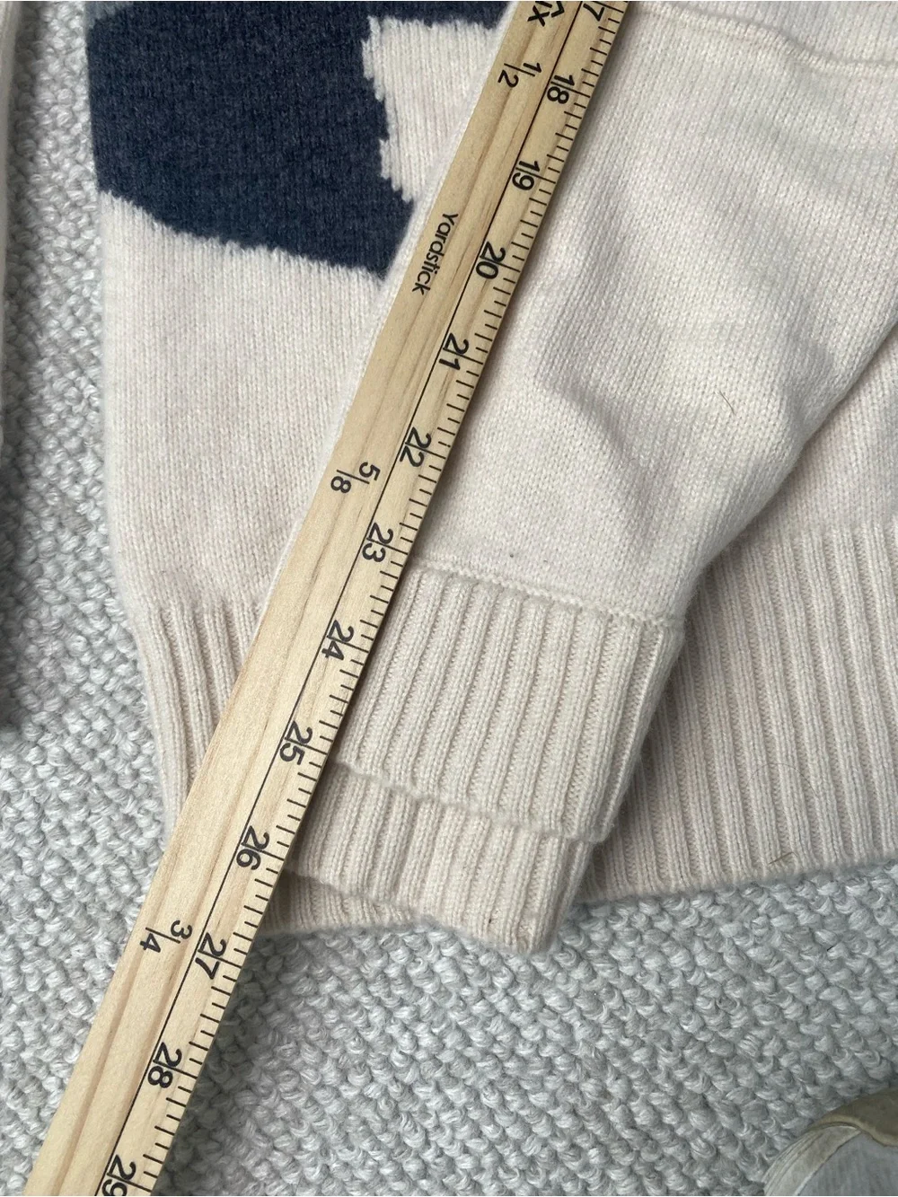 Alps & Meters Mens L Merino Wool Cashmere Ski Race Wasatch Sweater in Ivory